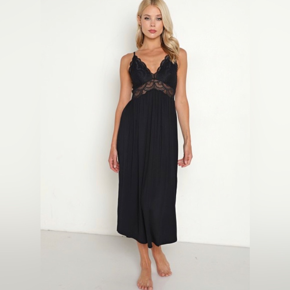 Eberjey Marry Me Madame Lace Nightgown Black Size L